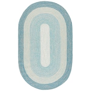 Safavieh Braided 8'-0&quot x 10'-0&quot Oval Hand Woven Rug in Blue / Aqua