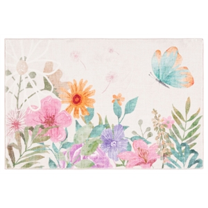 Safavieh Door And Kitchen Mat1'-8&quotx2'-6&quotPolyester Power Loomed Rug in Ivory/Pink
