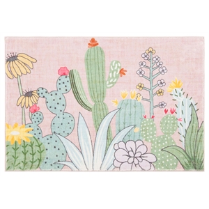 Safavieh Door And Kitchen Mat1'-8&quotx2'-6&quotPolyester Power Loomed Rug in Pink/Green