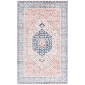 Safavieh Arizona 6'-0&quot x 6'-0&quot Square Polyester Power Loomed Rug in Rust / Aqua