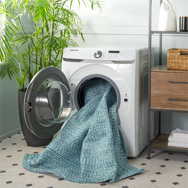 Safavieh Braided 5' X 5' Square Hand Woven Rug in Teal / Green