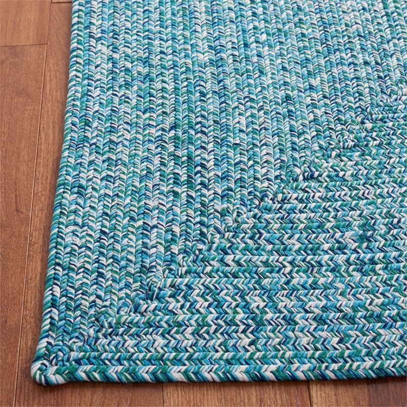 Safavieh Braided 5' X 5' Square Hand Woven Rug in Teal / Green