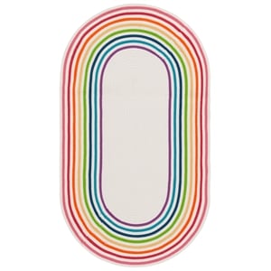 Safavieh Braided 5'-0&quot x 8'-0&quot Oval Hand Woven Rug in Ivory / Multi-Color