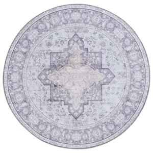 Safavieh Tucson 4'-0&quot x 4'-0&quot Polyester Power Loomed Rug in Purple / Sage