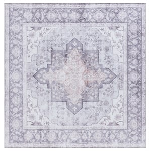 Safavieh Tucson 4'-0&quot x 4'-0&quot Polyester Power Loomed Rug in Purple / Sage