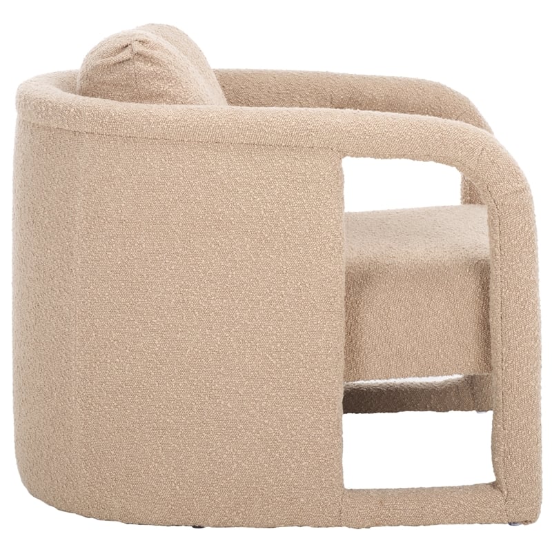 Safavieh Fifer Pine and Polyester Accent Chair in Tan