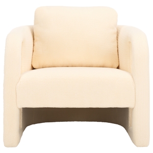 Safavieh Fifer Pine and Polyester Accent Chair in Cream
