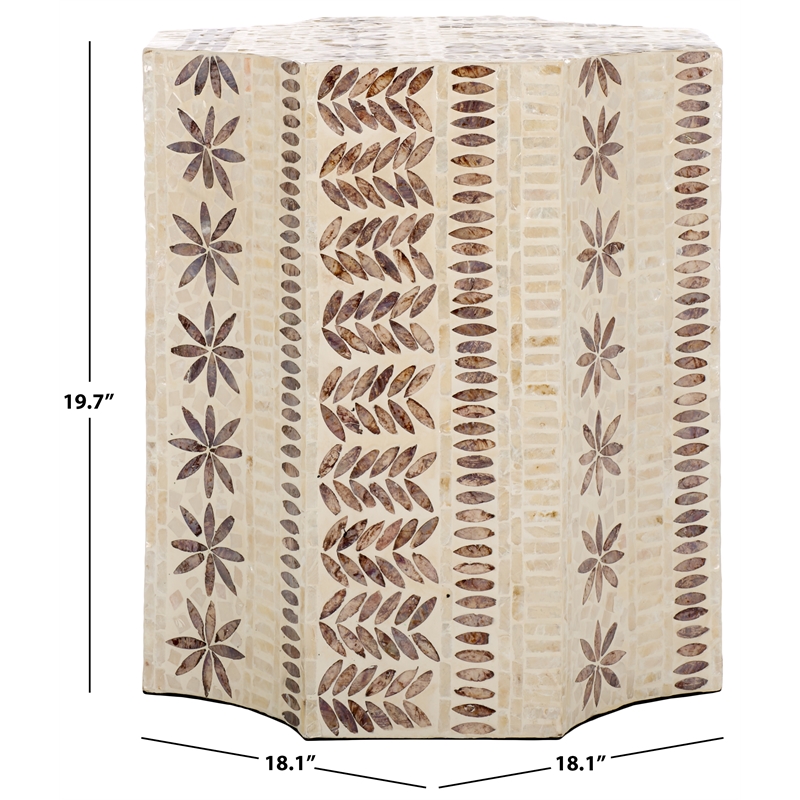 Safavieh Tuley Solid Wood Accent Table in White / Gold