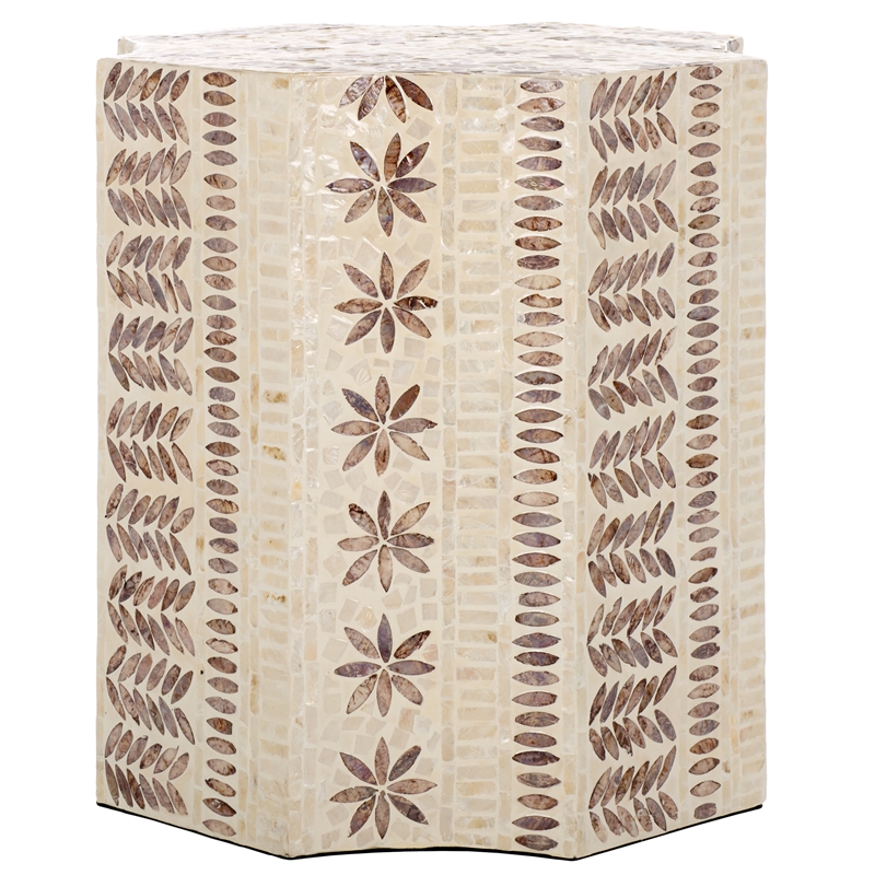 Safavieh Tuley Solid Wood Accent Table in White / Gold