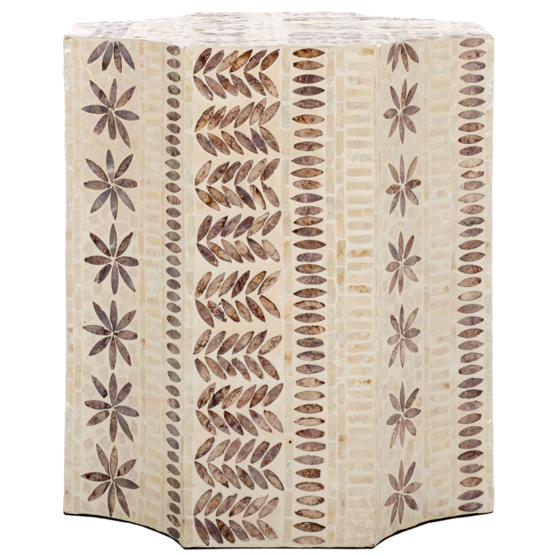 Safavieh Tuley Solid Wood Accent Table in White / Gold