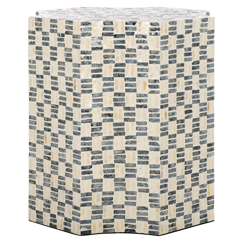 Safavieh Lindar Solid Wood Accent Table in White / Black