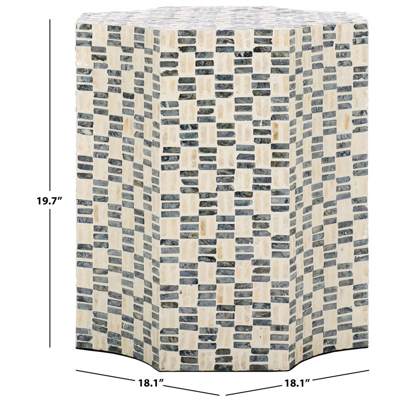 Safavieh Lindar Solid Wood Accent Table in White / Black