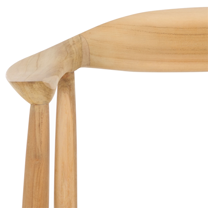 Safavieh Baden Teak Wood and Leather Accent Chair in White / Natural