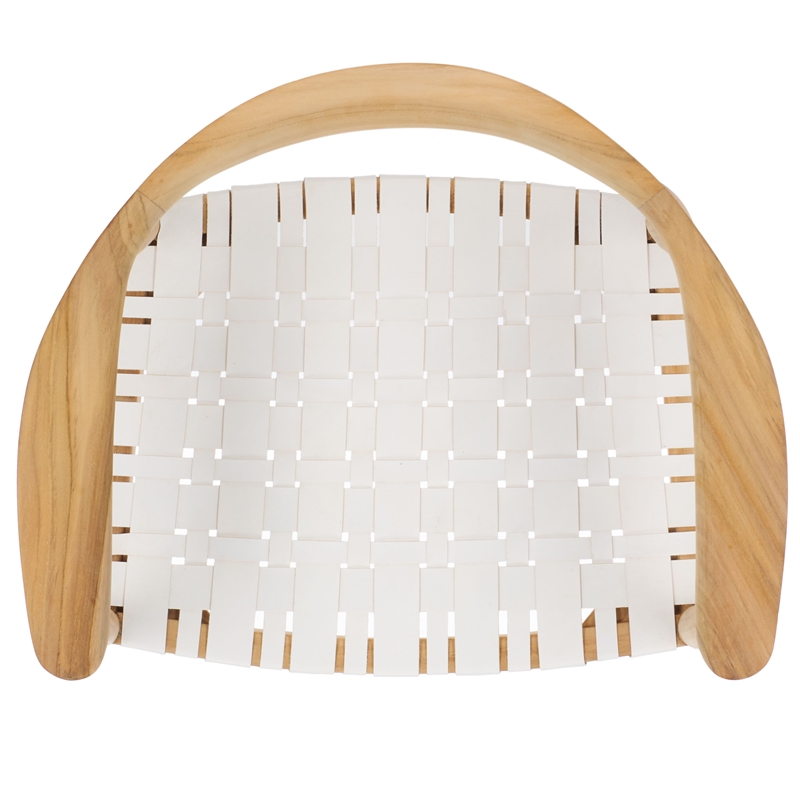 Safavieh Baden Teak Wood and Leather Accent Chair in White / Natural