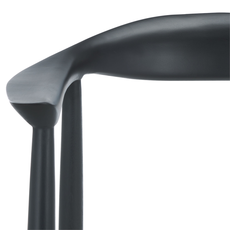 Safavieh Baden Teak Wood and  Leather Accent Chair in White / Black