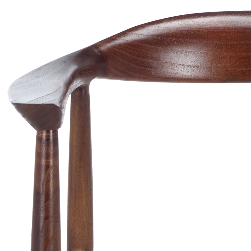 Safavieh Baden Wood and Leather Accent Chair in White / Brown