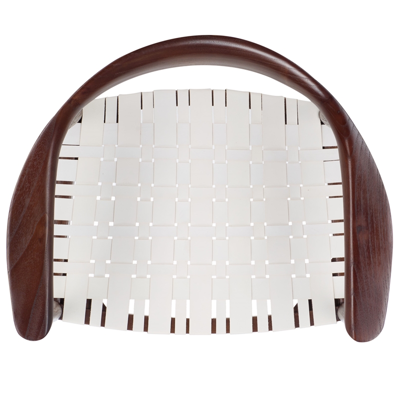 Safavieh Baden Wood and Leather Accent Chair in White / Brown