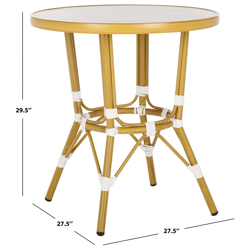 Safavieh Pomona  Aluminum Bistro Table  in White/Bamboo
