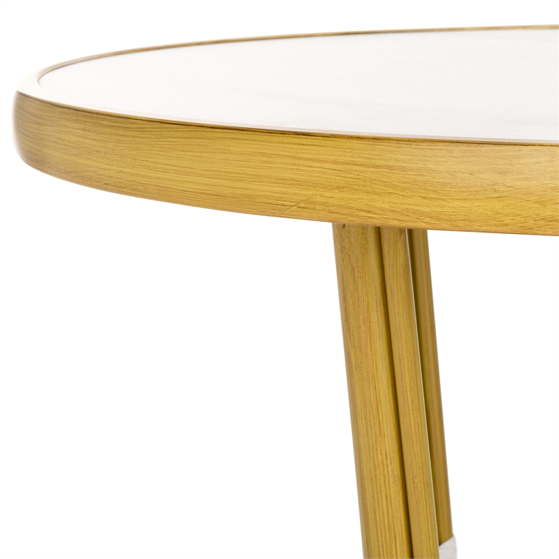 Safavieh Pomona  Aluminum Bistro Table  in White/Bamboo