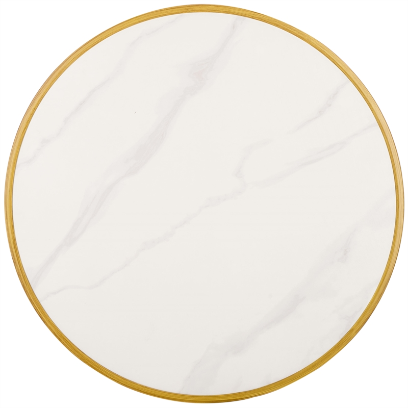 Safavieh Pomona  Aluminum Bistro Table  in White/Bamboo