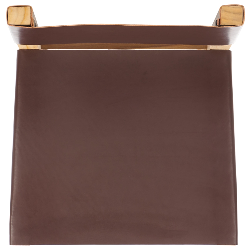 Safavieh Romee Wood and Leather Counter Stool in Amber /Natural