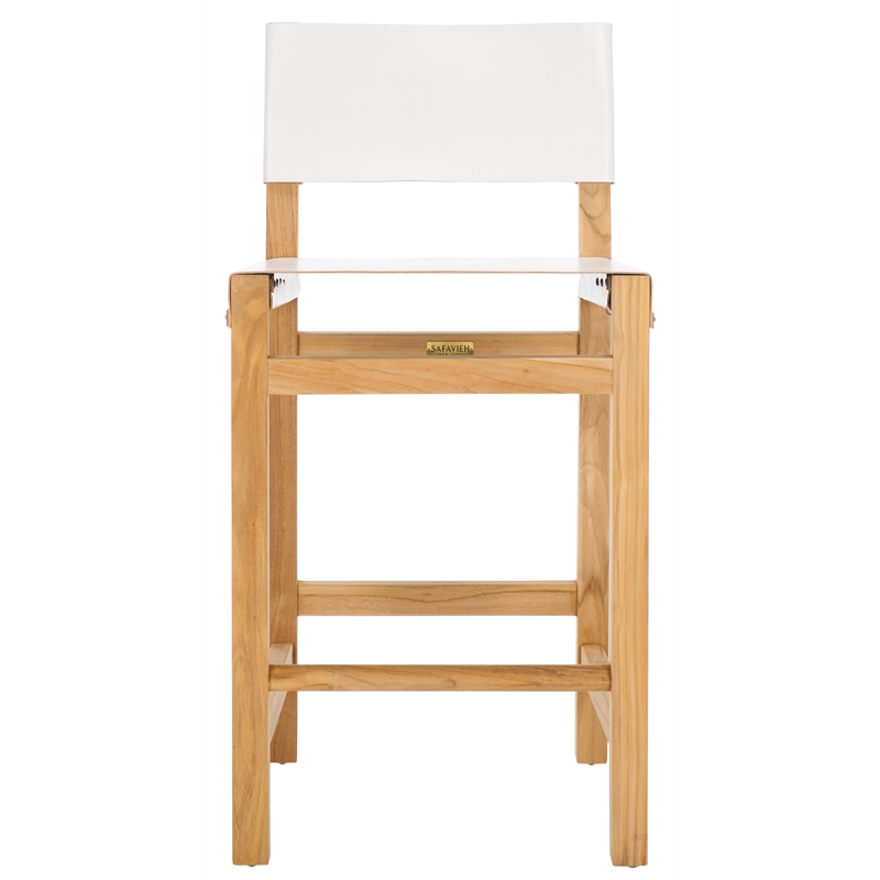 Safavieh Romee Wood and Leather  Counter Stool in White / Natural