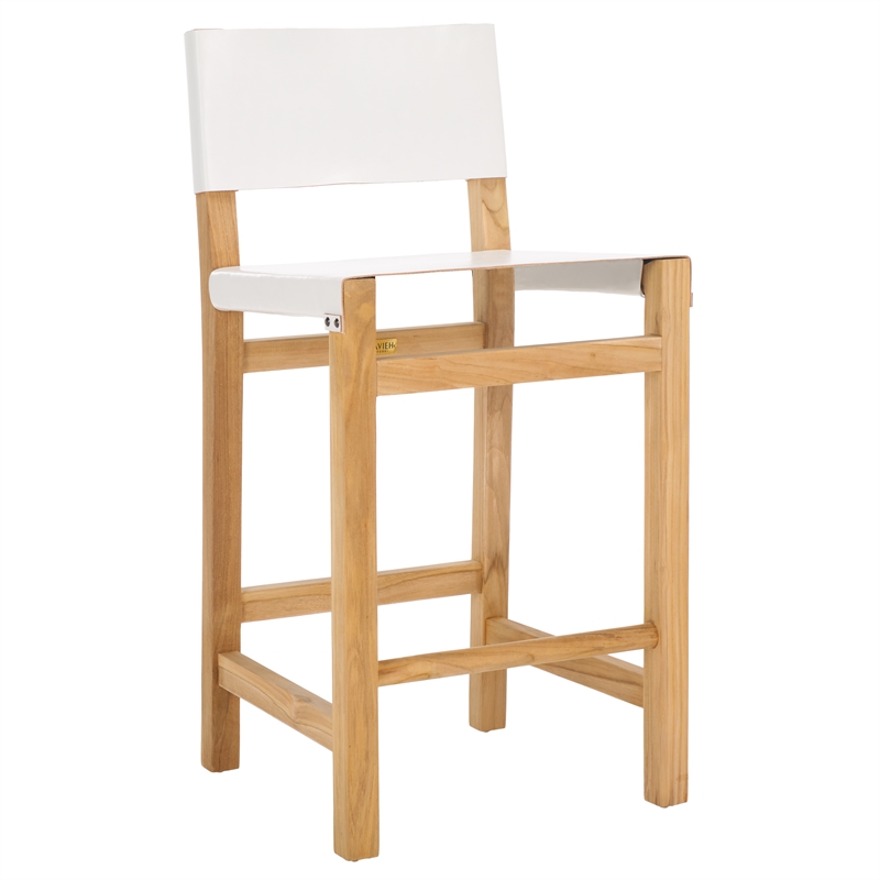 Safavieh Romee Wood and Leather  Counter Stool in White / Natural