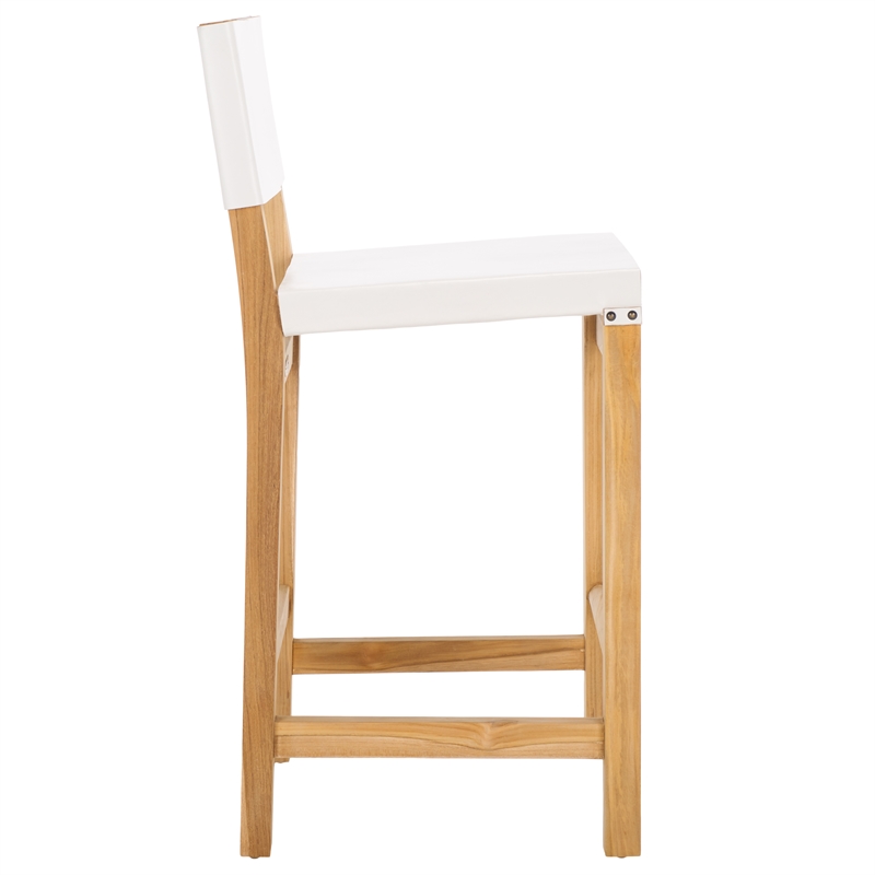 Safavieh Romee Wood and Leather  Counter Stool in White / Natural
