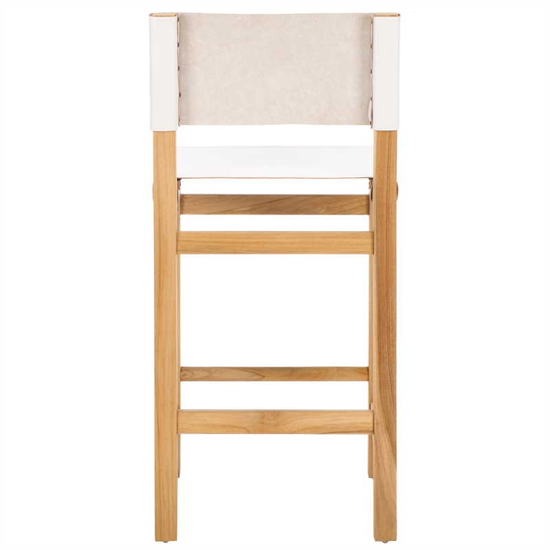 Safavieh Romee Wood and Leather  Counter Stool in White / Natural