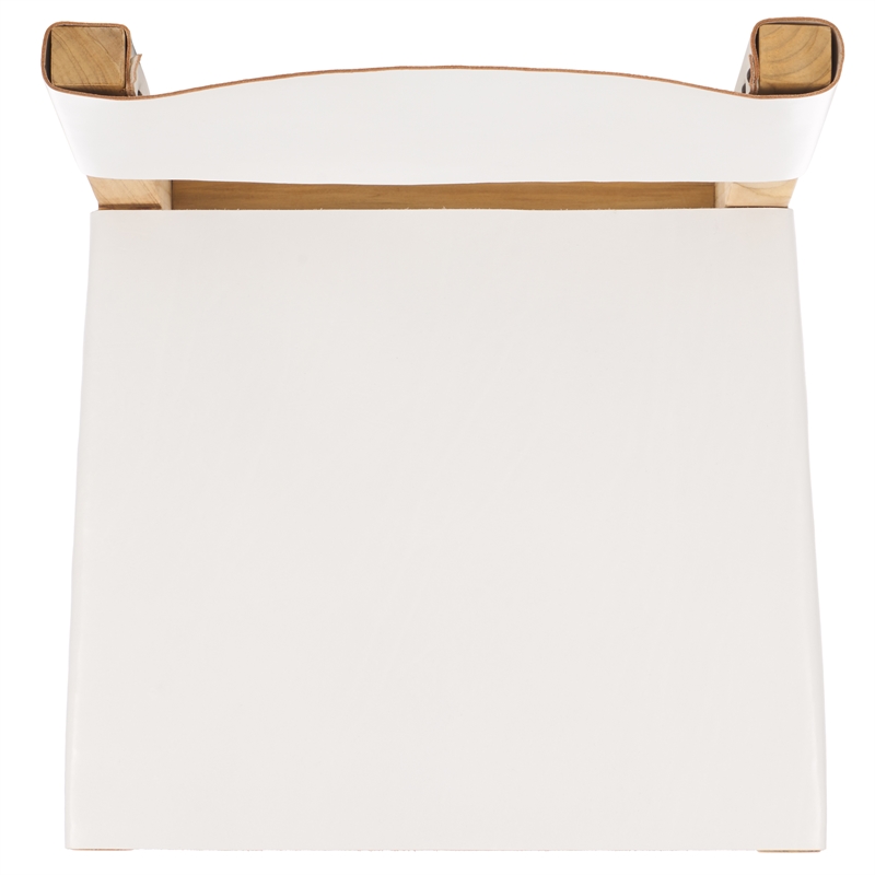 Safavieh Romee Wood and Leather  Counter Stool in White / Natural