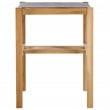 Safavieh Solana Teak and Leather Counter Stool  in Brown / Natural