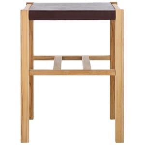 Safavieh Solana Teak and Leather Counter Stool  in Brown / Natural