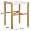Safavieh Solana Teak and Leather Counter Stool in White / Natural