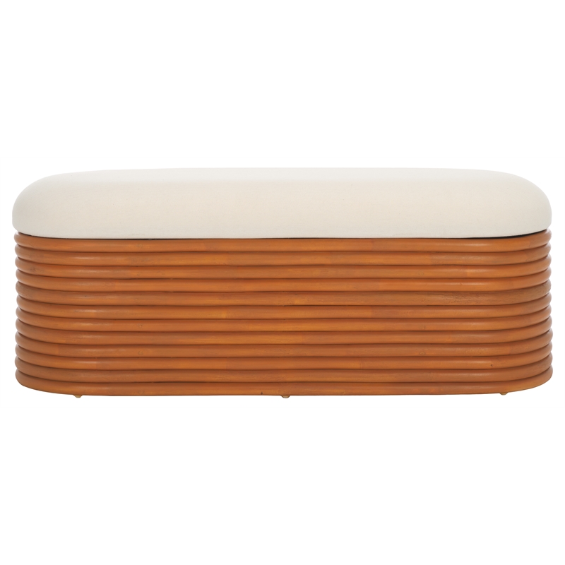 Safavieh Bayard Ratan and Plywood  Bench in Natural / White