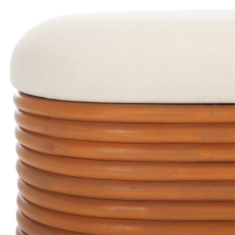 Safavieh Bayard Ratan and Plywood  Bench in Natural / White