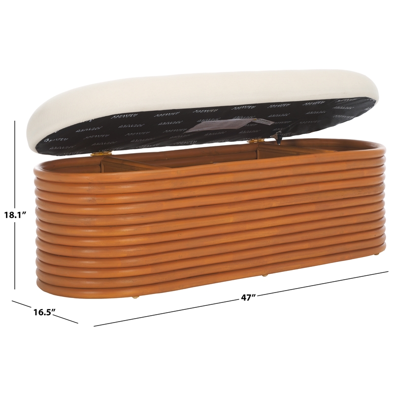 Safavieh Bayard Ratan and Plywood  Bench in Natural / White