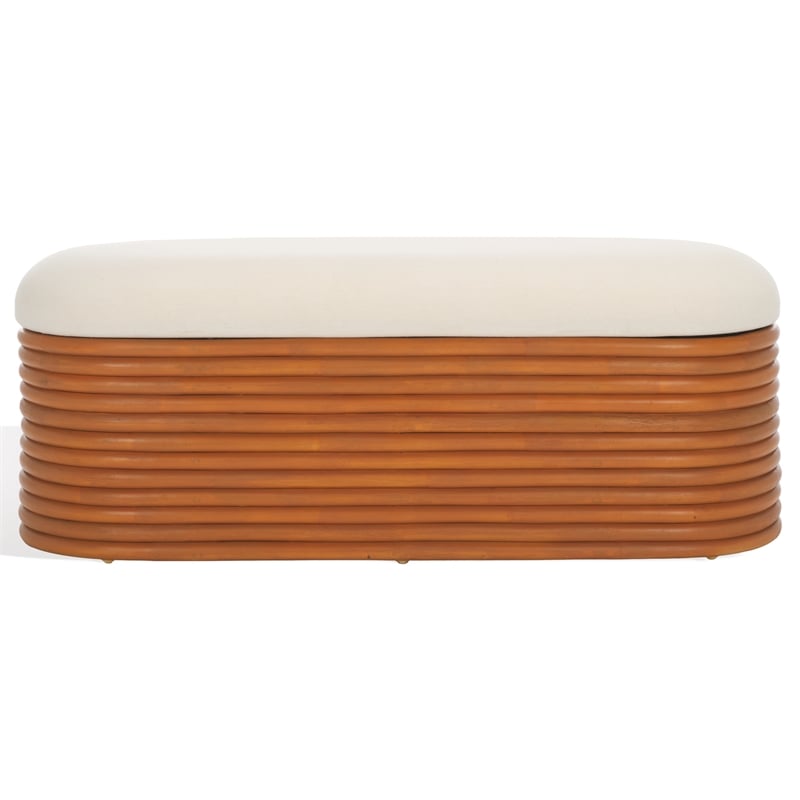 Safavieh Bayard Ratan and Plywood  Bench in Natural / White