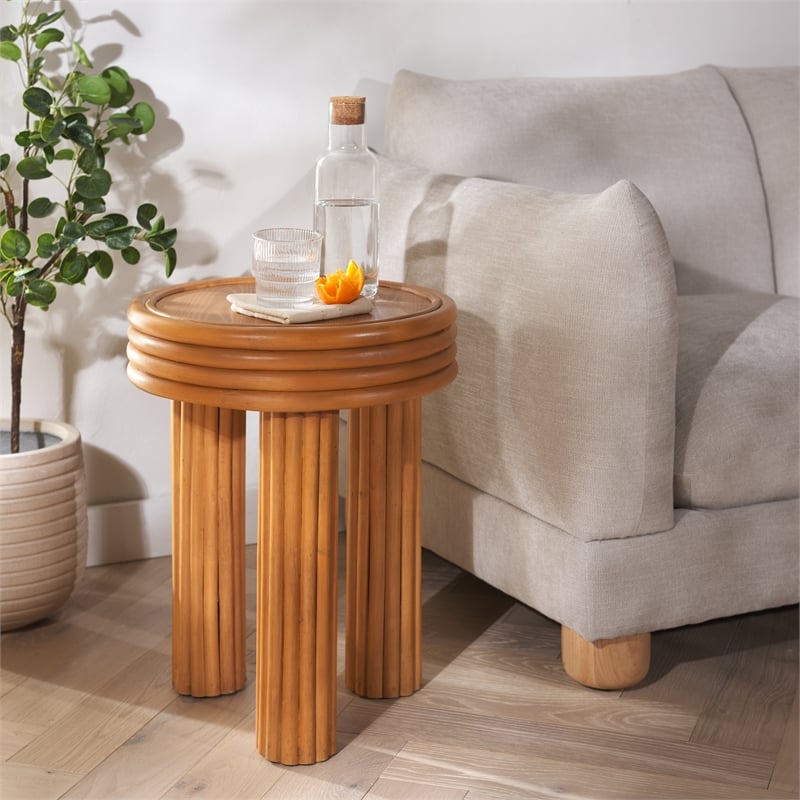 Safavieh Bayard Ratan and Plywood  Accent Table in Natural