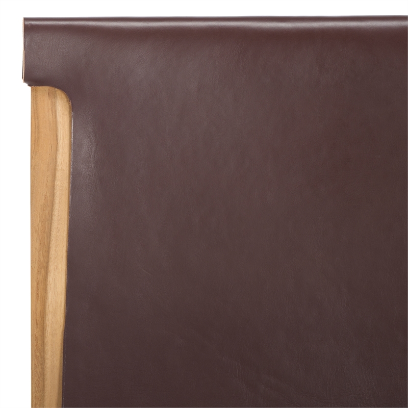 Safavieh Arian Teak and Leather Dining Chair in Brown / Natural