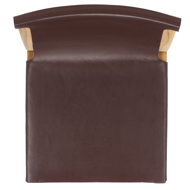 Safavieh Arian Teak and Leather Dining Chair in Brown / Natural