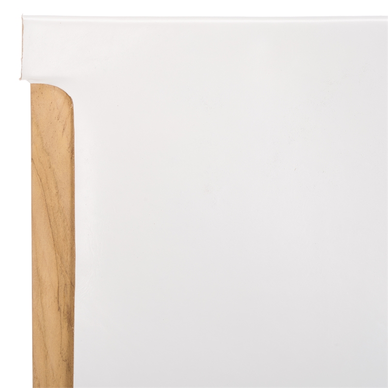 Safavieh Arian Teak and Leather Dining Chair in White / Natural