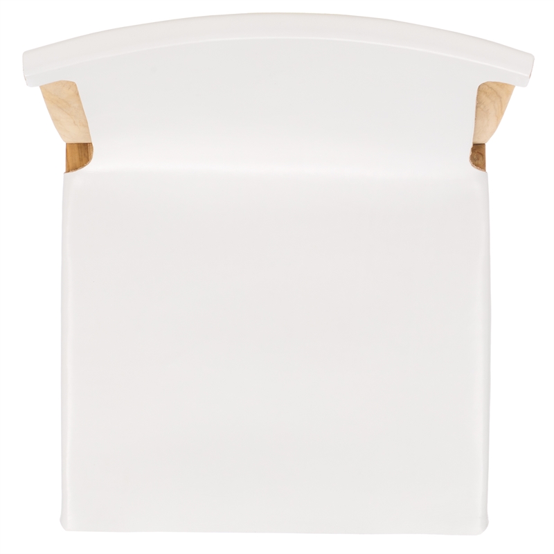 Safavieh Arian Teak and Leather Dining Chair in White / Natural
