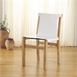 Safavieh Arian Teak and Leather Dining Chair in White / Natural
