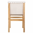 Safavieh Arian Teak and Leather Dining Chair in White / Natural