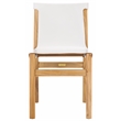 Safavieh Arian Teak and Leather Dining Chair in White / Natural