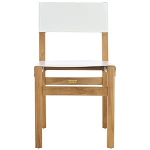 Safavieh Romee Teak and Leather Dining Chair in White / Natural