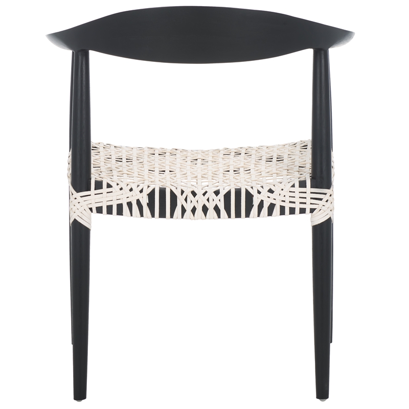 Safavieh Bandelier Wood and Leather Accent Chair in White / Black