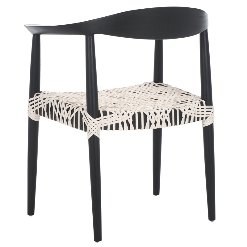 Safavieh Bandelier Wood and Leather Accent Chair in White / Black