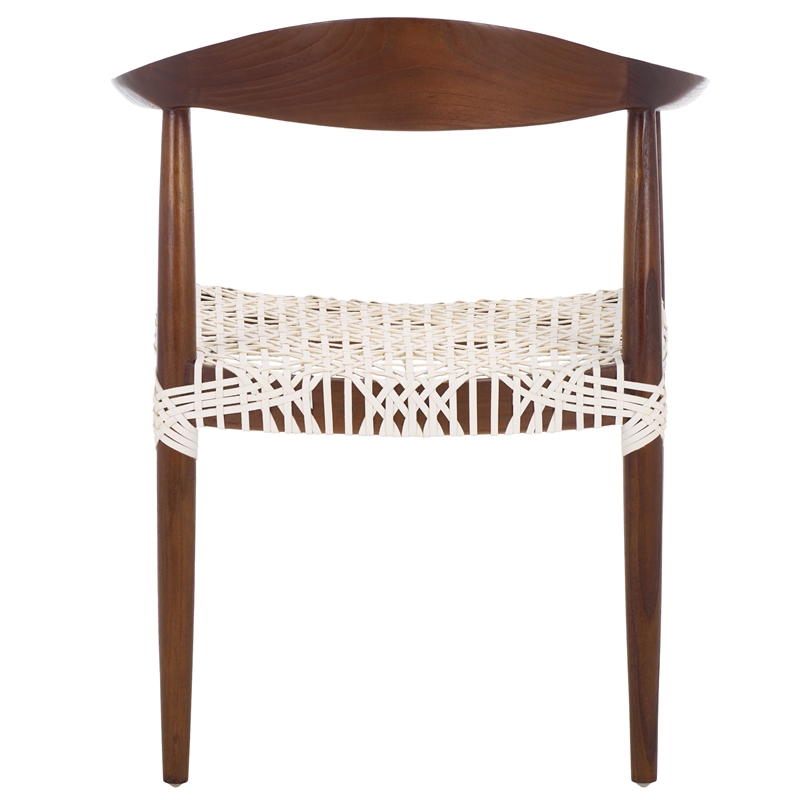 Safavieh Bandelier  Wood and Leather Accent Chair in White / Brown