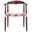 Safavieh Bandelier  Wood and Leather Accent Chair in White / Brown